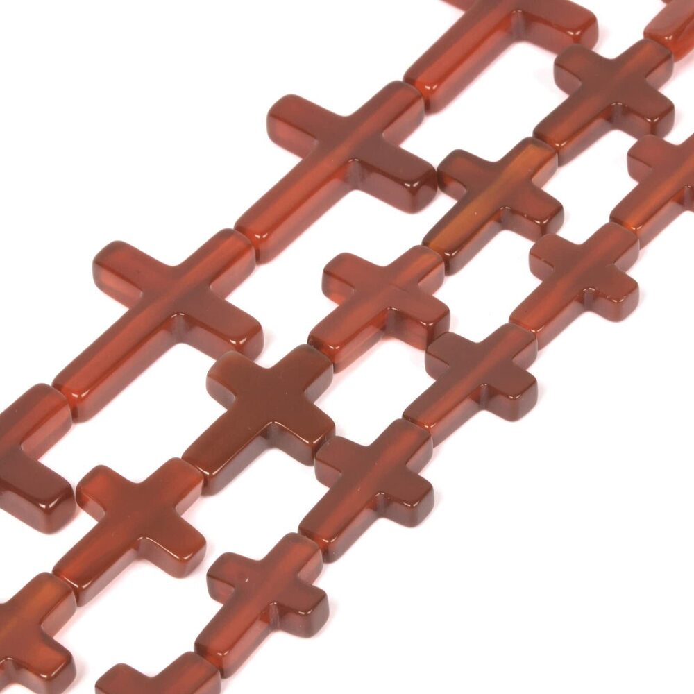 2381 30mm Carved Red Agate Cross Charms Bead Gemstone Jewelry Making